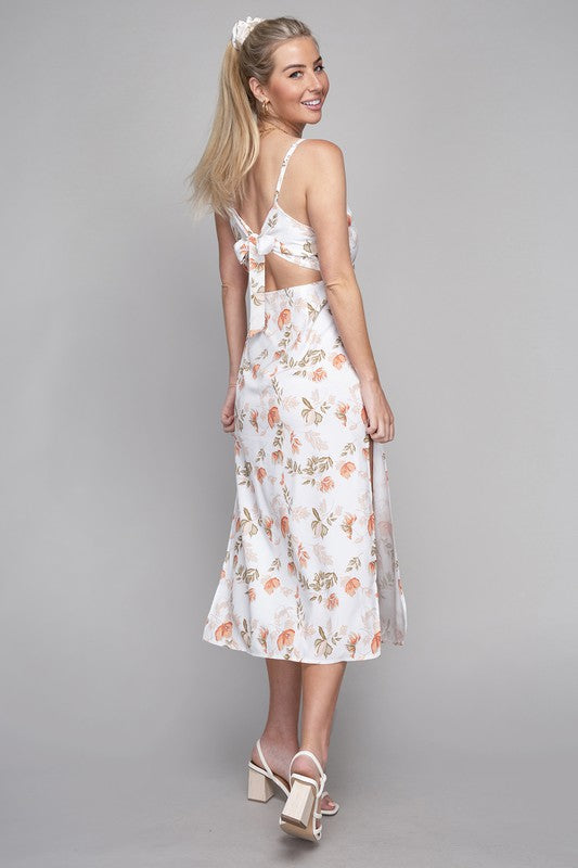 Frenchy Tied Backless Floral Cami Dress