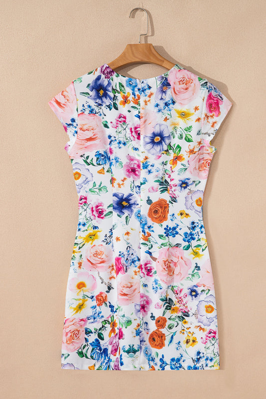 Floral Cap Sleeve Boydycon Mini Dress