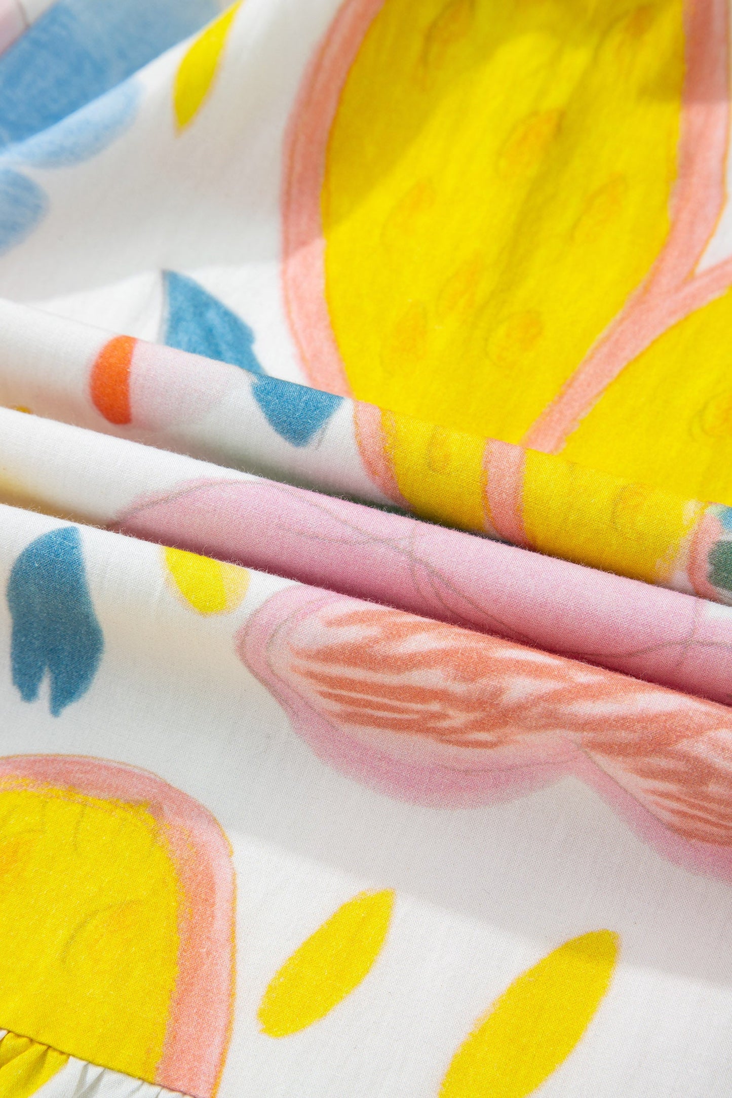 Floral Stripe Trim V-Neck Midi Dress