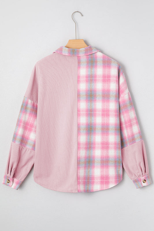 Sophia Corduroy Flap Patchwork Shacket