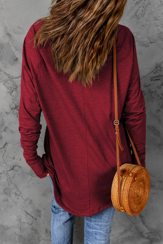 Madison Fiery Solid Long Sleeve Top