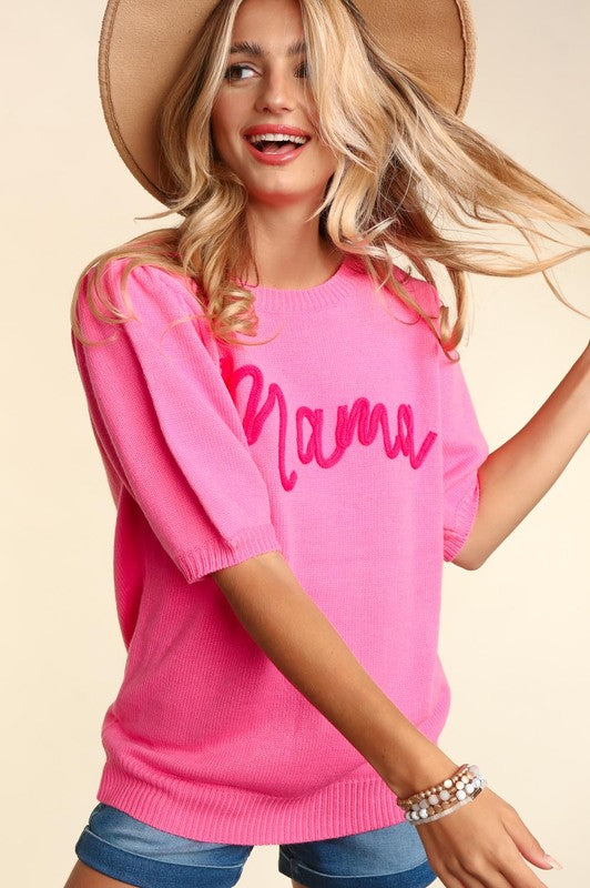 PLUS MAMA POP UP LETTER SWEATER KNIT TOP