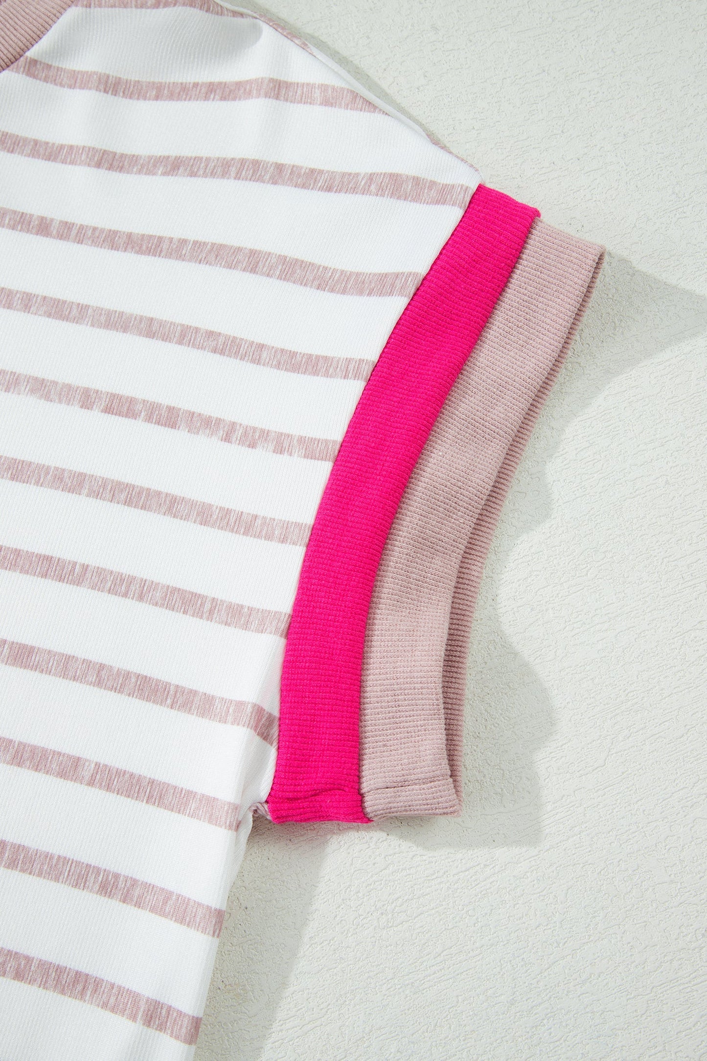 Stripe Colorblock Trim Short Sleeve Top