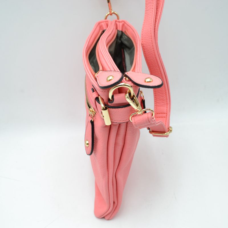 Buckle Accent Crossbody Bag with Front Zipper Pocket
