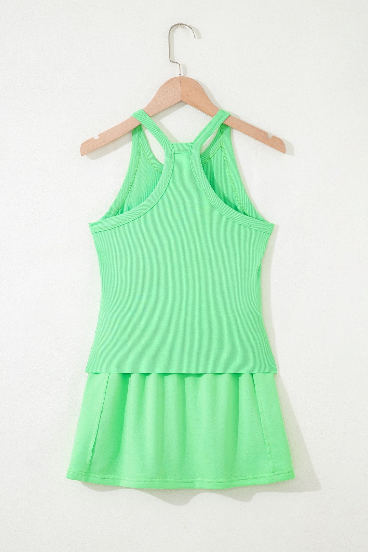 Solid Tank Top & Elastic Waist Mini Skort Set