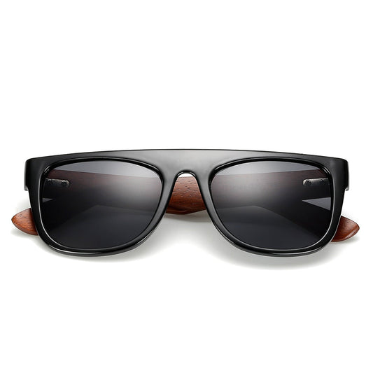 Bamboo Wooden Arms Sunglasses Men Women Black Sunglass