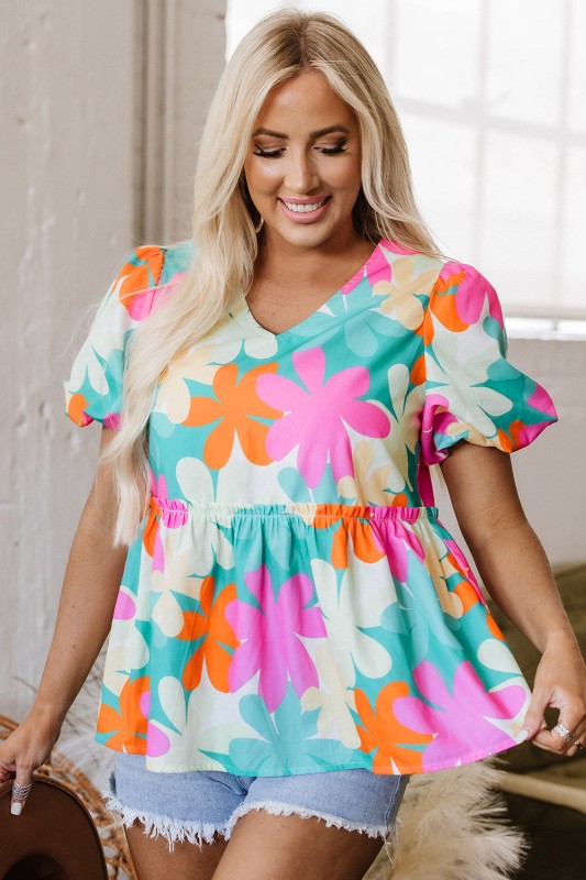 Kathryn Bubble Sleeve Peplum Blouse women's trendy boutique outfit