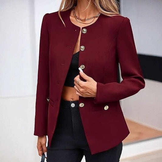Women’s Round Neck Button Cardigan – Long Sleeve Classic Knit Sweater