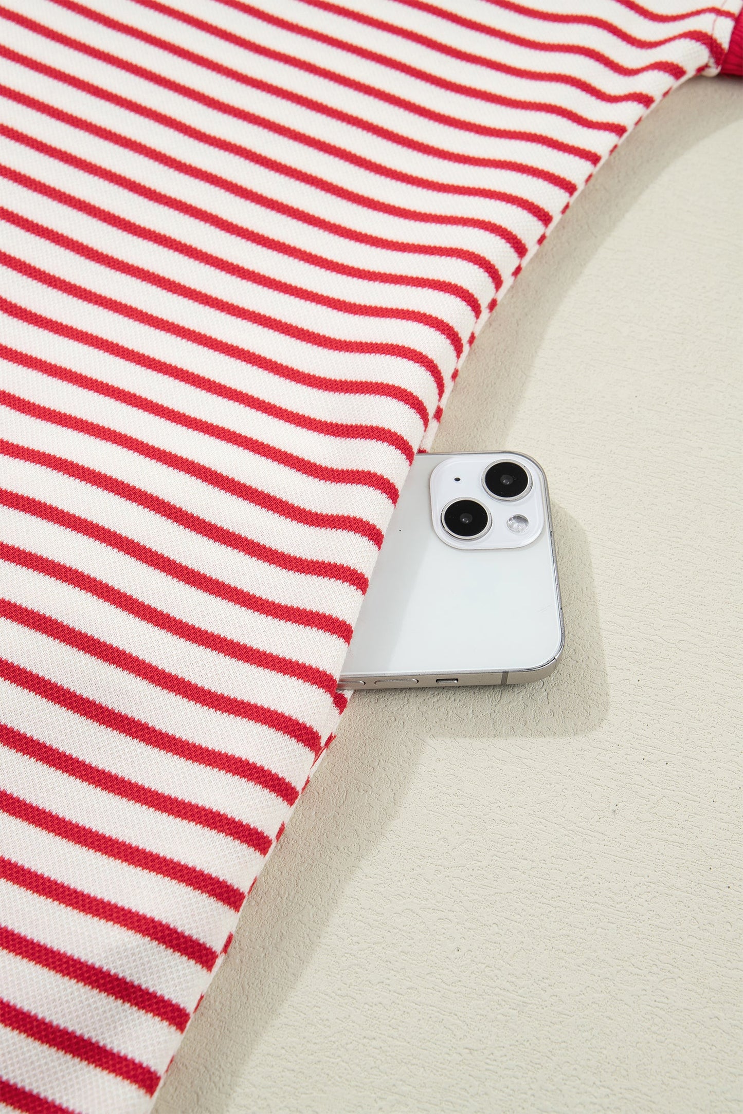 Stripe Quarter Zip Polo Collar T-Shirt Dress