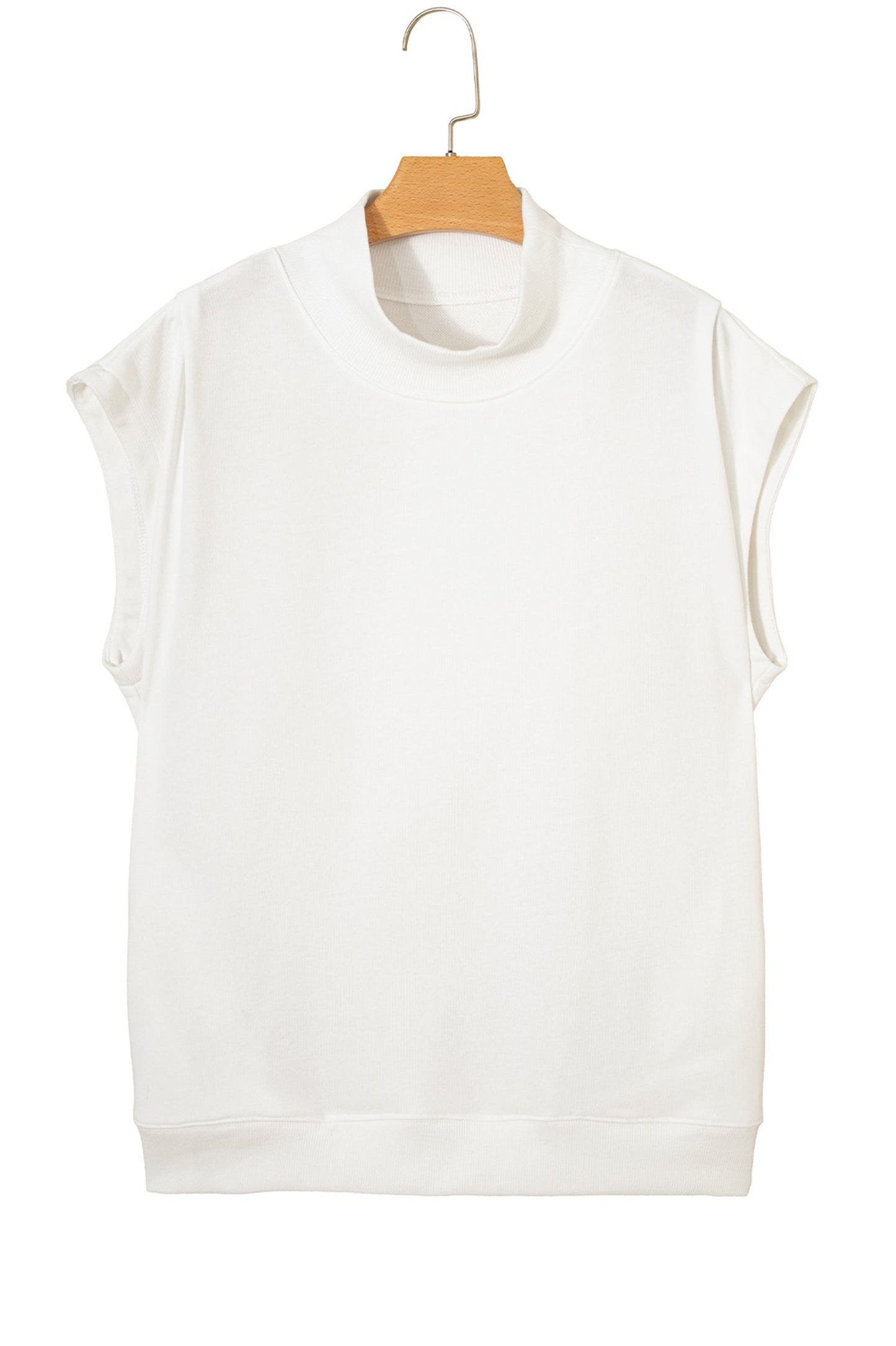 Solid Mock Neck Cap Sleeve Oversized Top