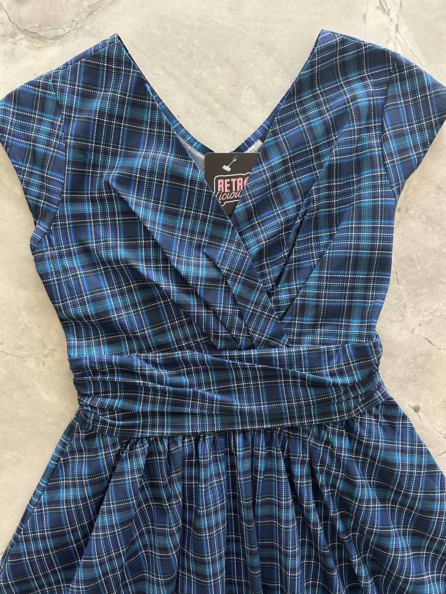 Blue Plaid Greta Dress - 3X only, 1 left!
