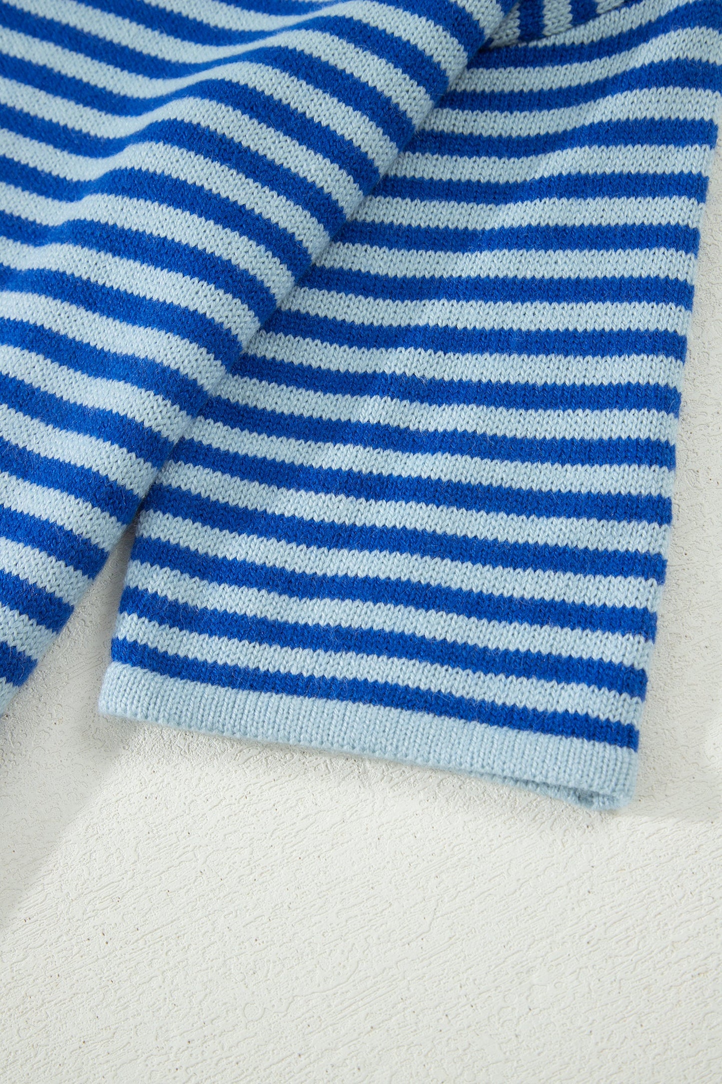 Stripe 3/4 Sleeve Button Down Knit Cardigan