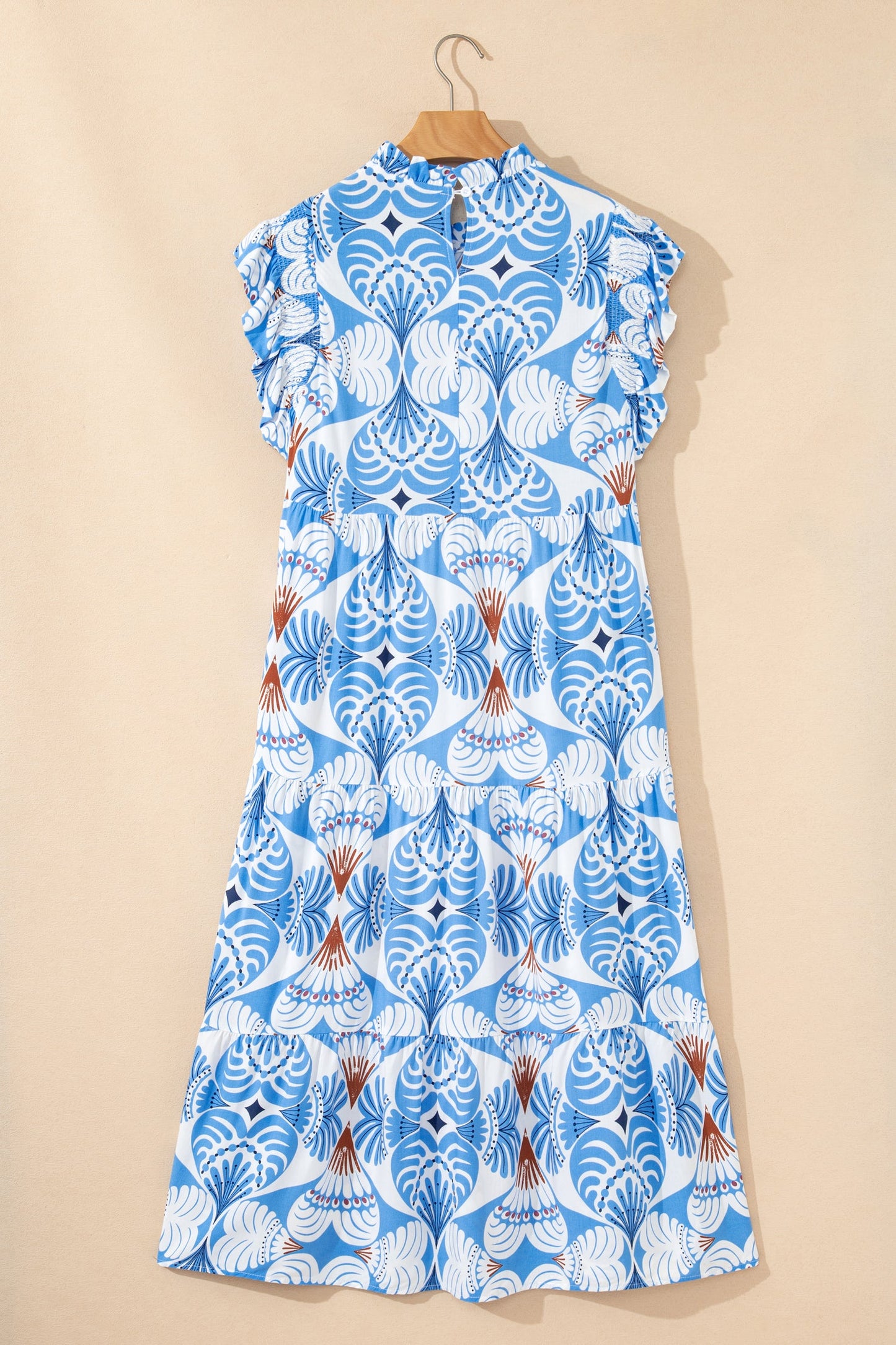 Tropical Floral Flutter Sleeve Midi Dress