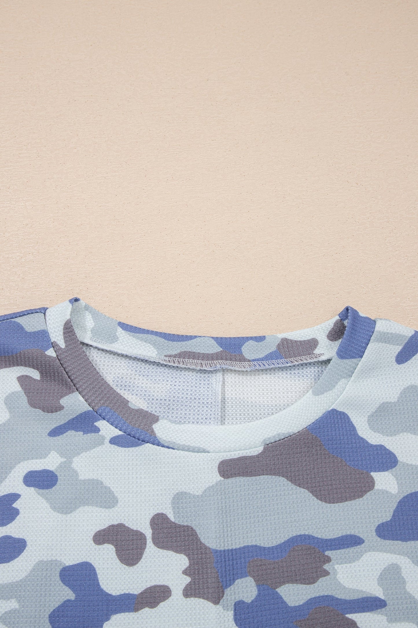 Plus Size Camo Waffle Knit Short Sleeve Tee