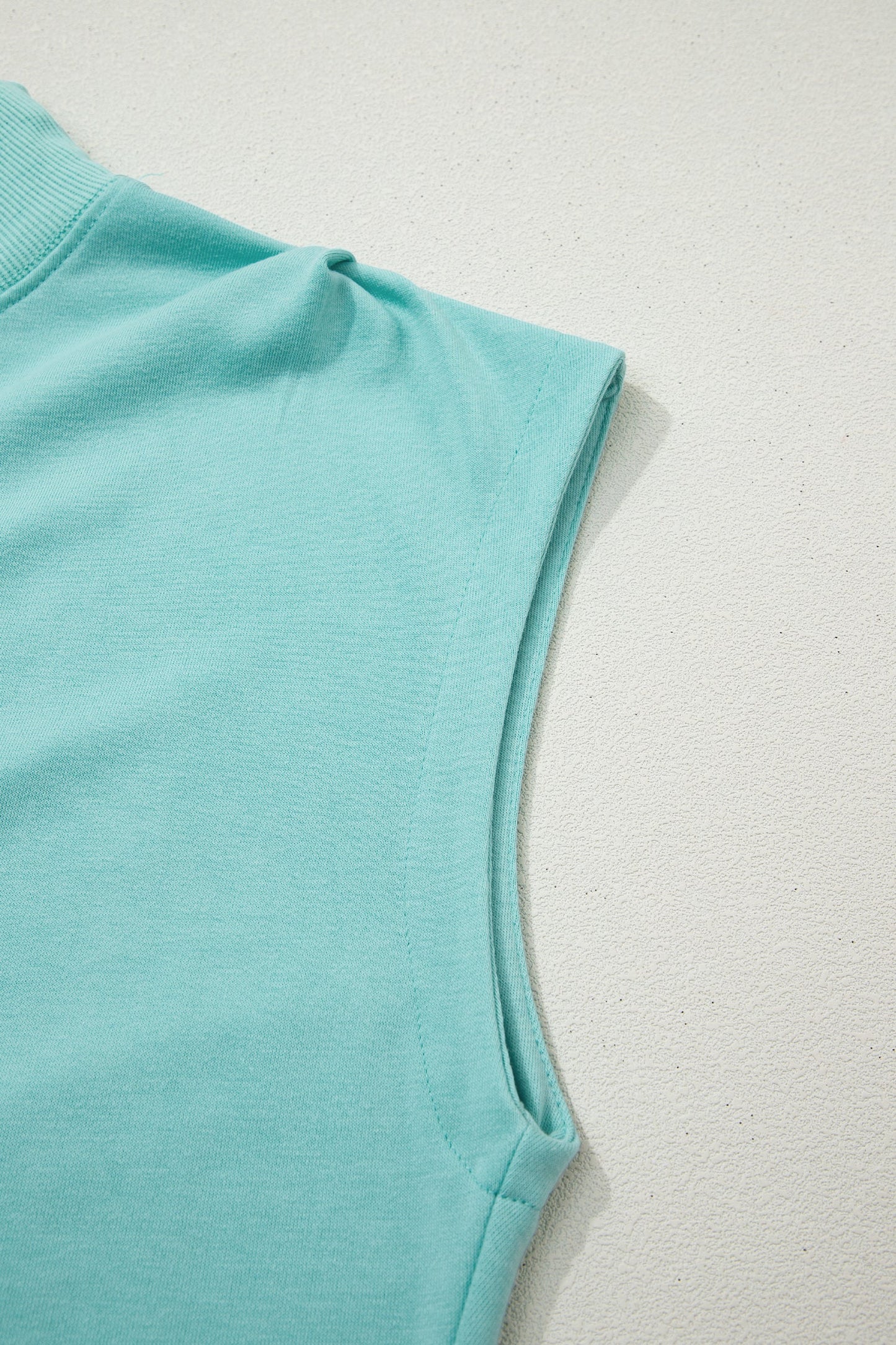 Solid Mock Neck Cap Sleeve Oversized Top