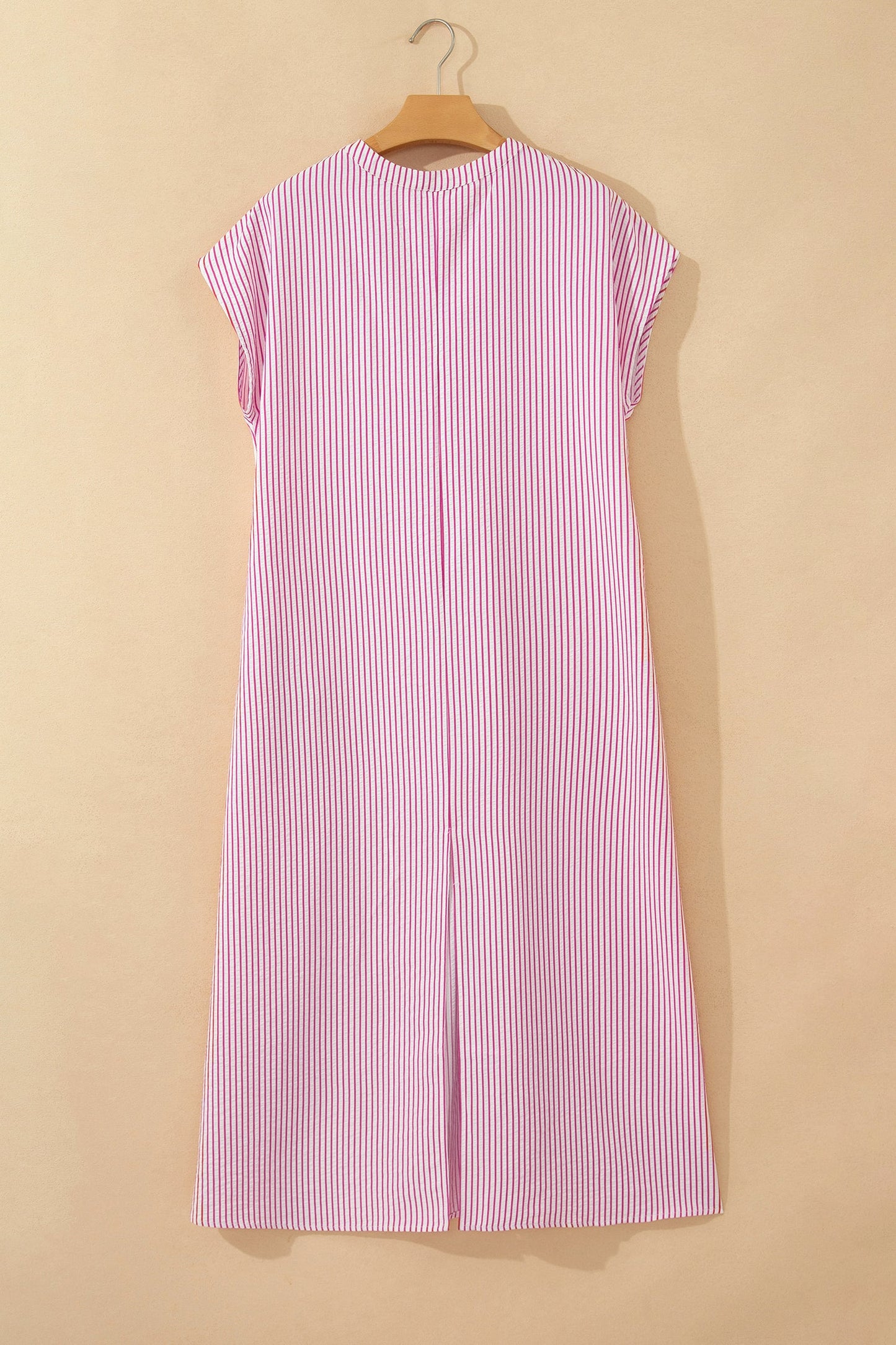 Stripe Frilled Half Buttoned Maxi Dress