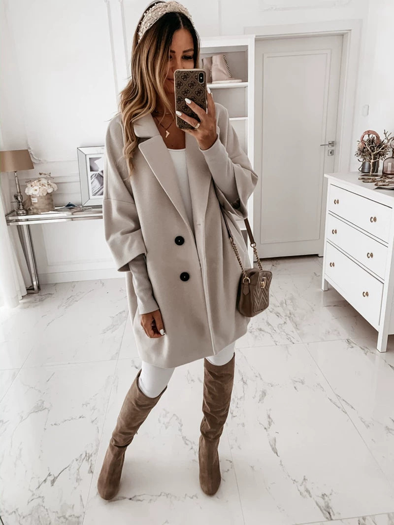 Women's Winter Lapel Pocket Jacket – Casual Fashion Coat