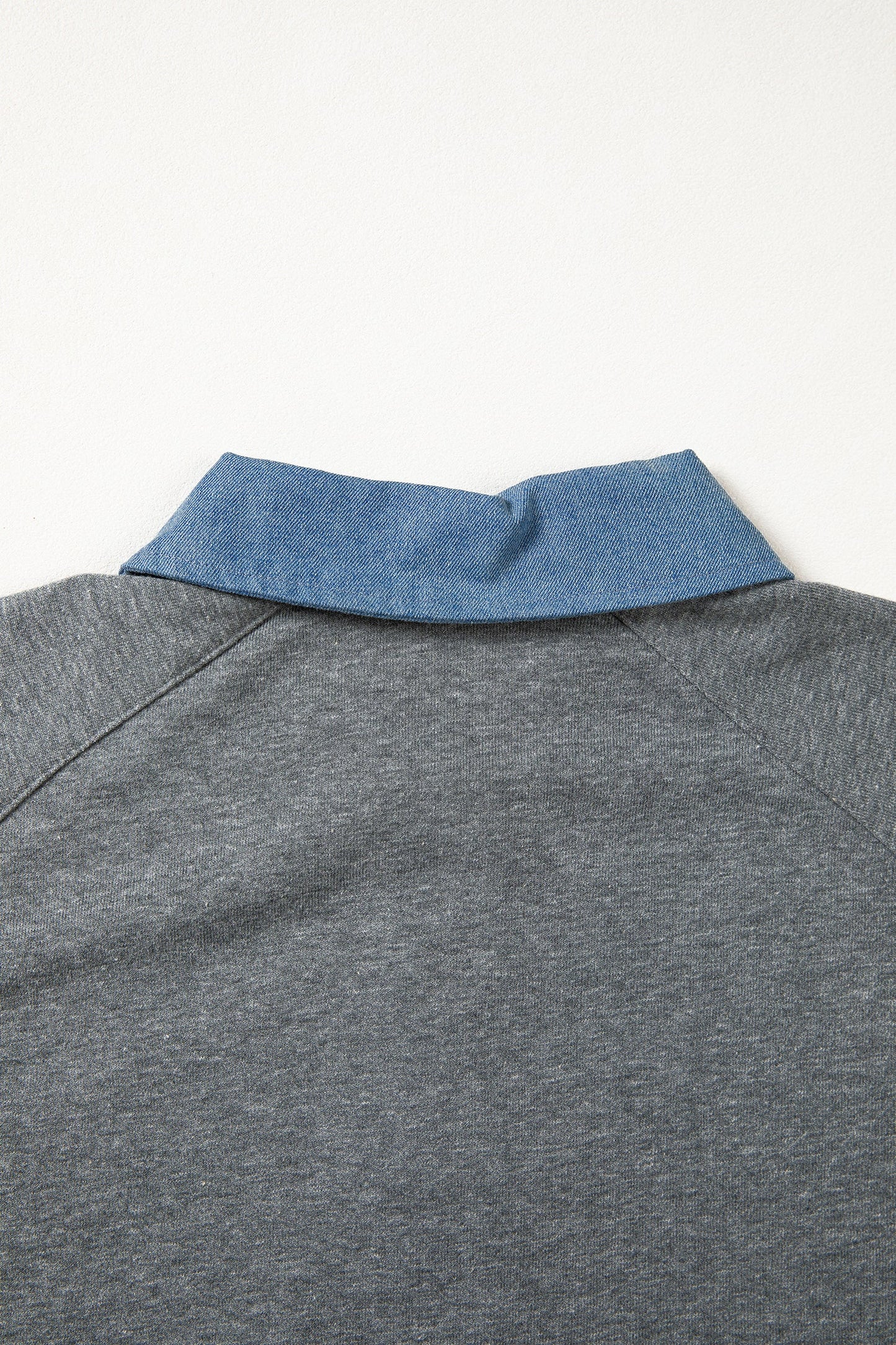 Colorblock Denim Patchwork Shirt Collar Blouse