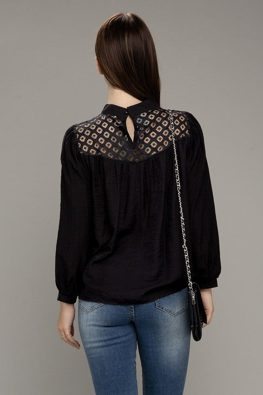 Lace yoke blouse