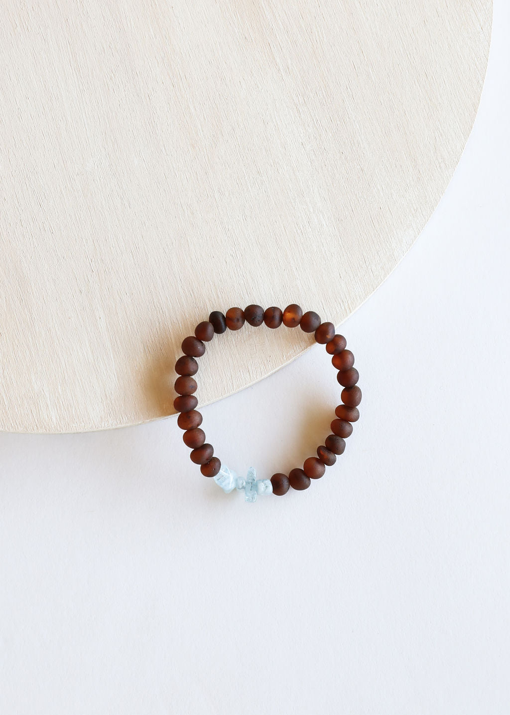 Raw Cognac Baltic Amber + Raw Aquamarine || Adult Bracelet
