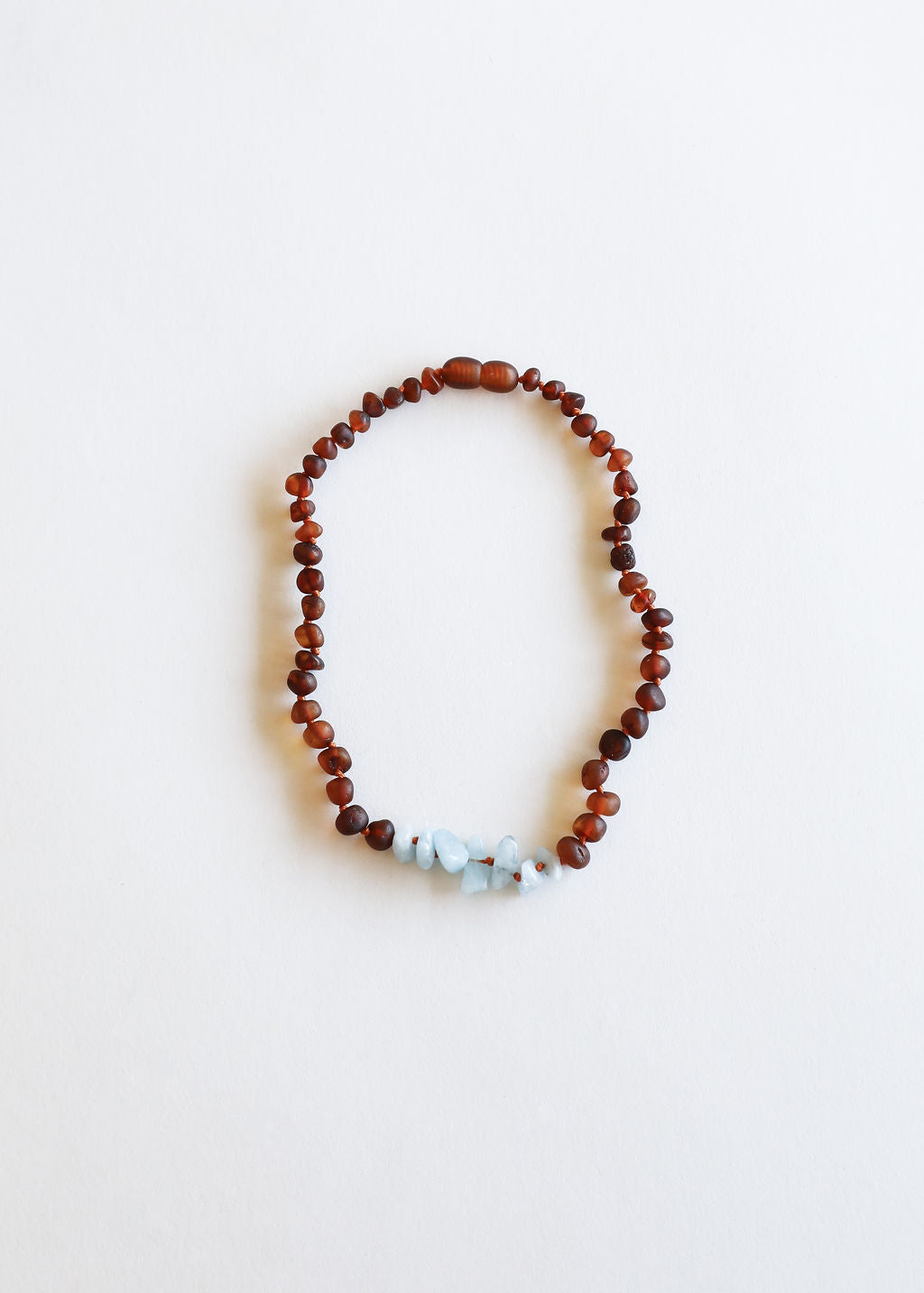 Raw Cognac Baltic Amber + Raw Aquamarine || Necklace