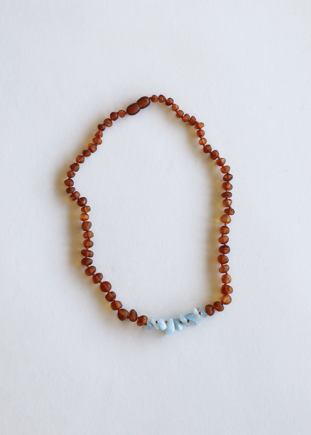 Raw Cognac Baltic Amber + Raw Aquamarine || Necklace