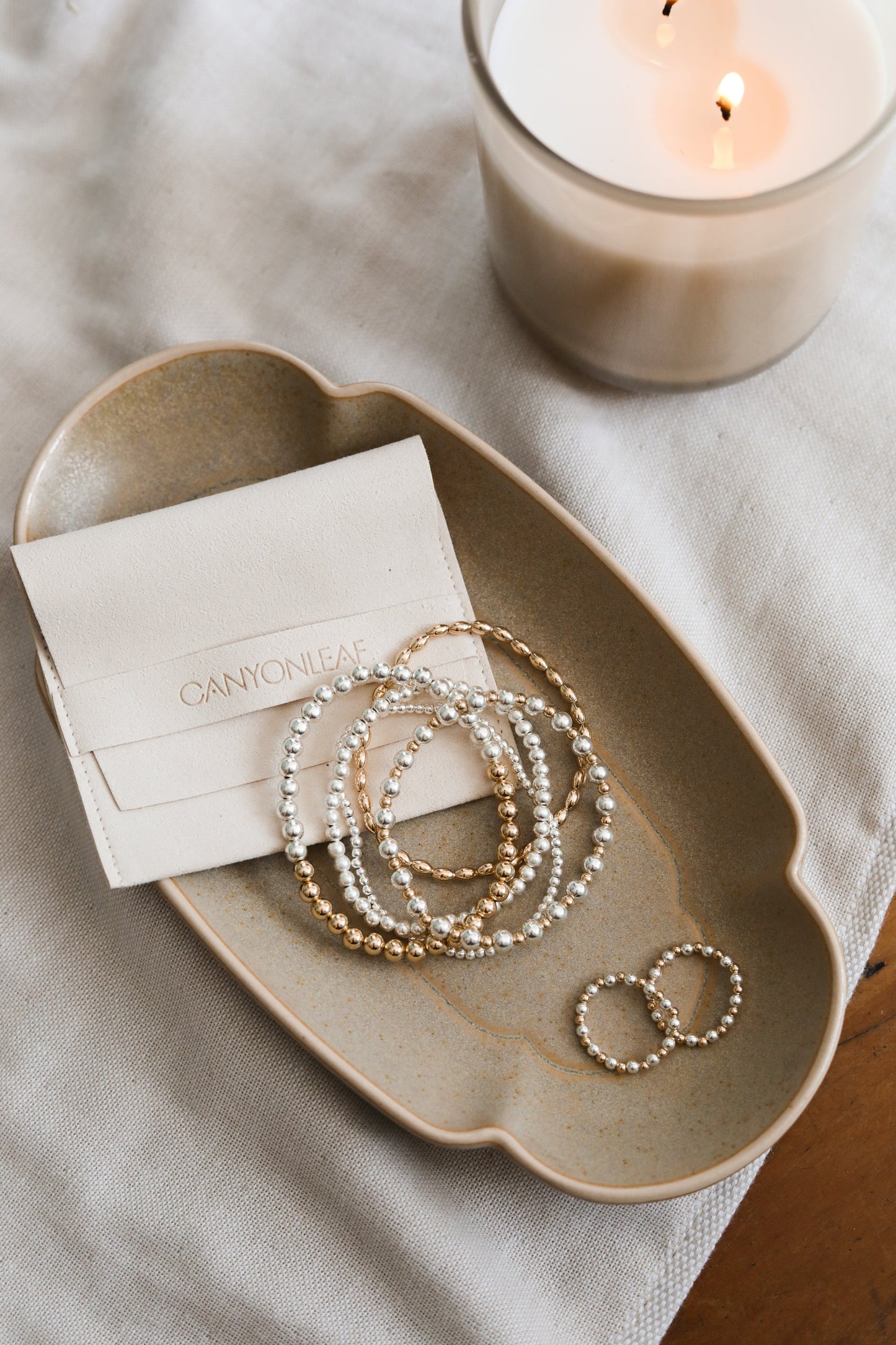 Sterling Silver + 14k Gold Filled Moon || Beaded  Bracelet