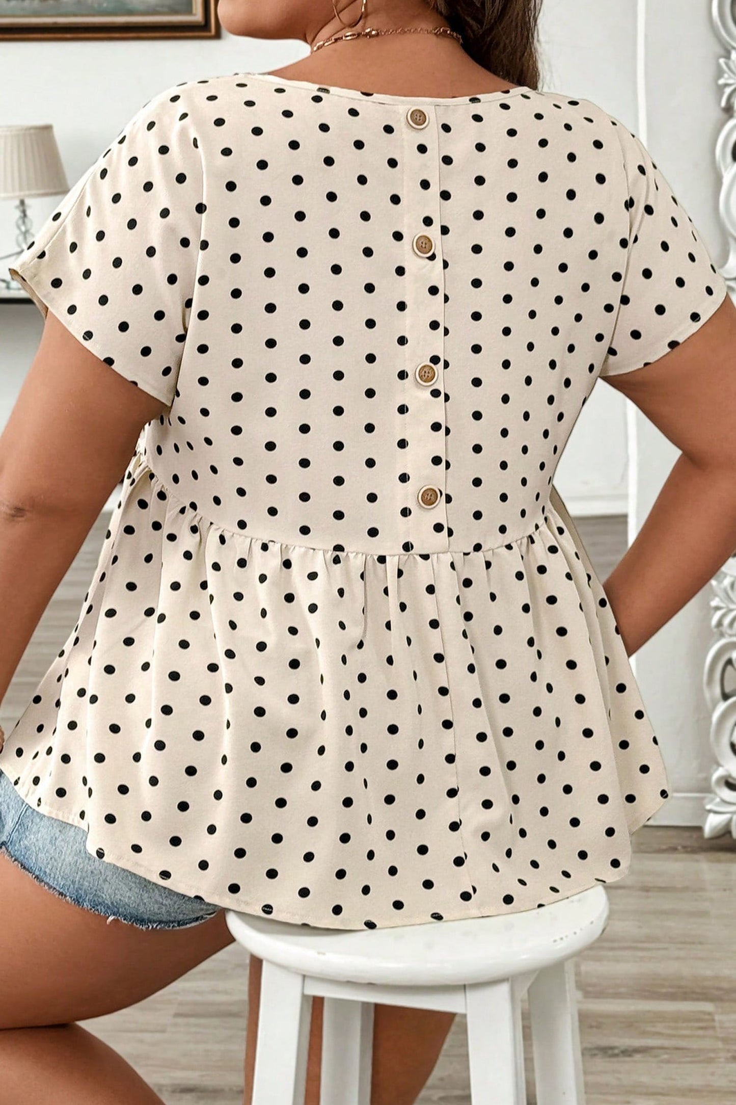 Alison Short Sleeve Babydoll PLUS Blouse
