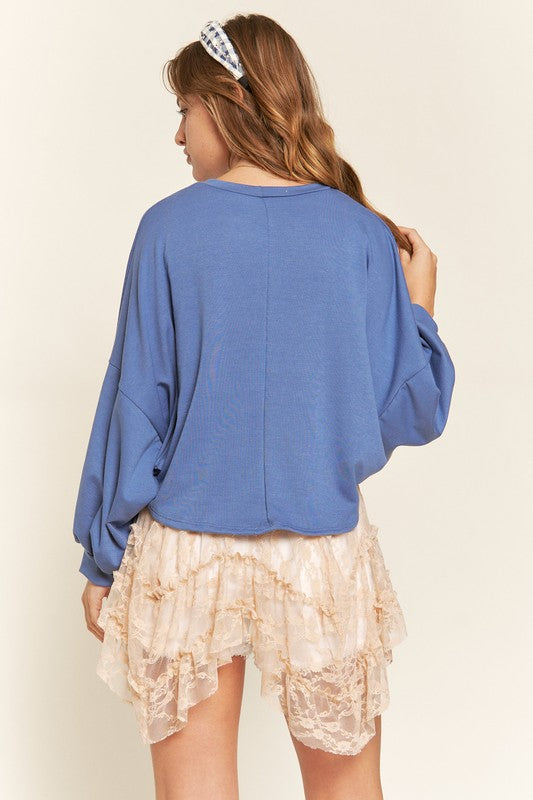 TERRY BATWING SLEEVE TOP