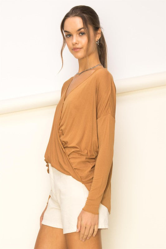 Enticing Endeavors Long Sleeve Surplice Top