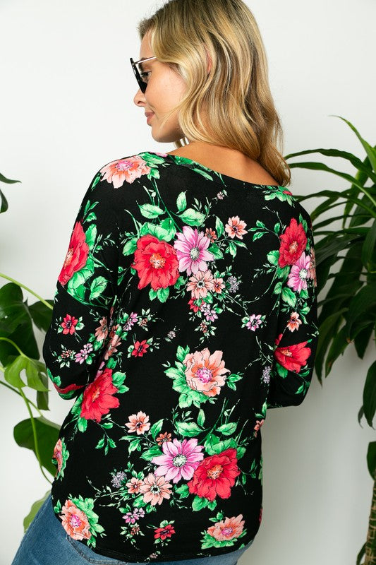 FLORAL TWISTED FRONT BOTTOM TOP