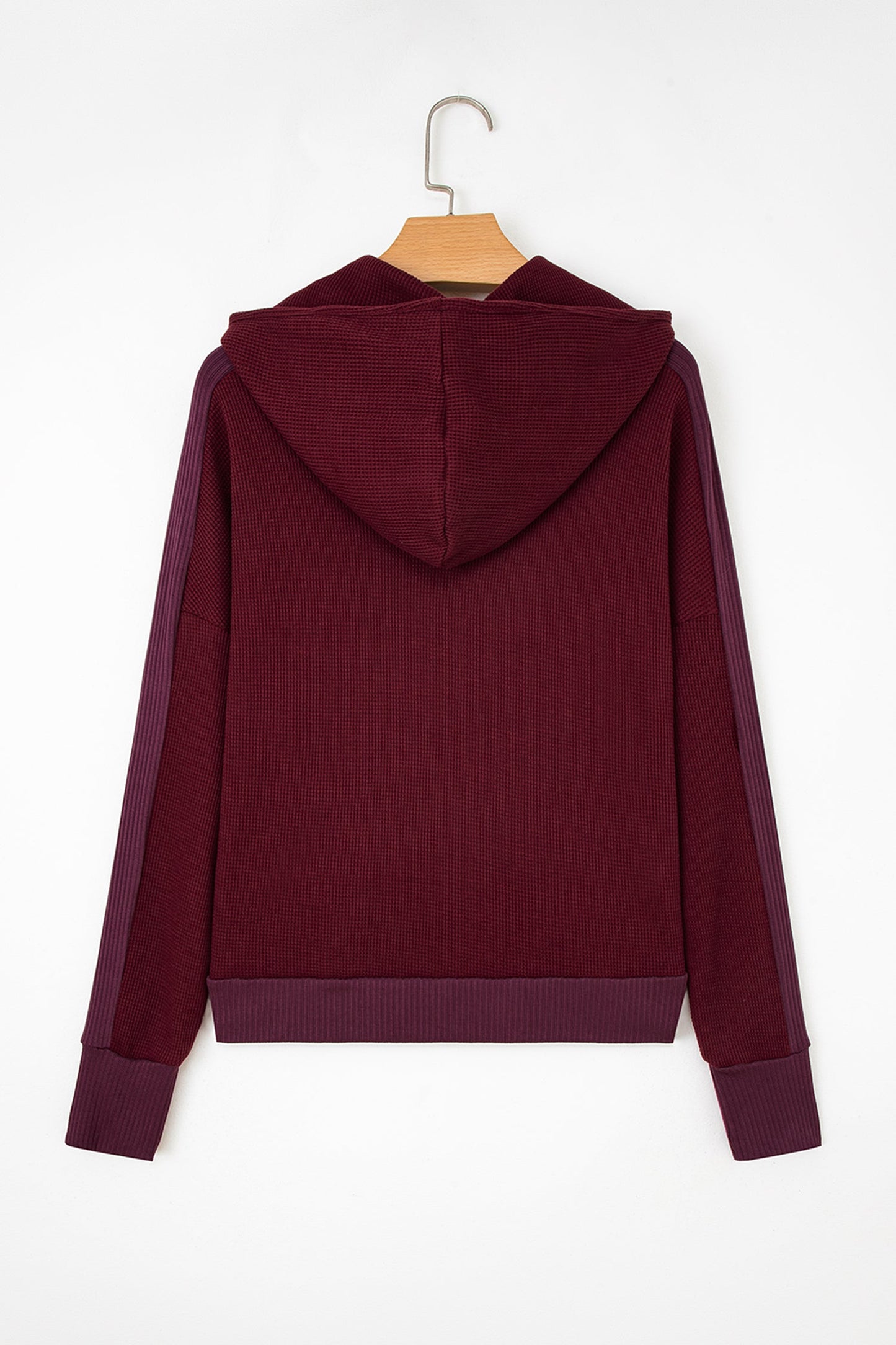 Waffle Zip Up Snap Button Hooded Jacket