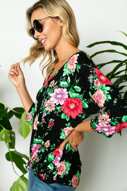 FLORAL TWISTED FRONT BOTTOM TOP