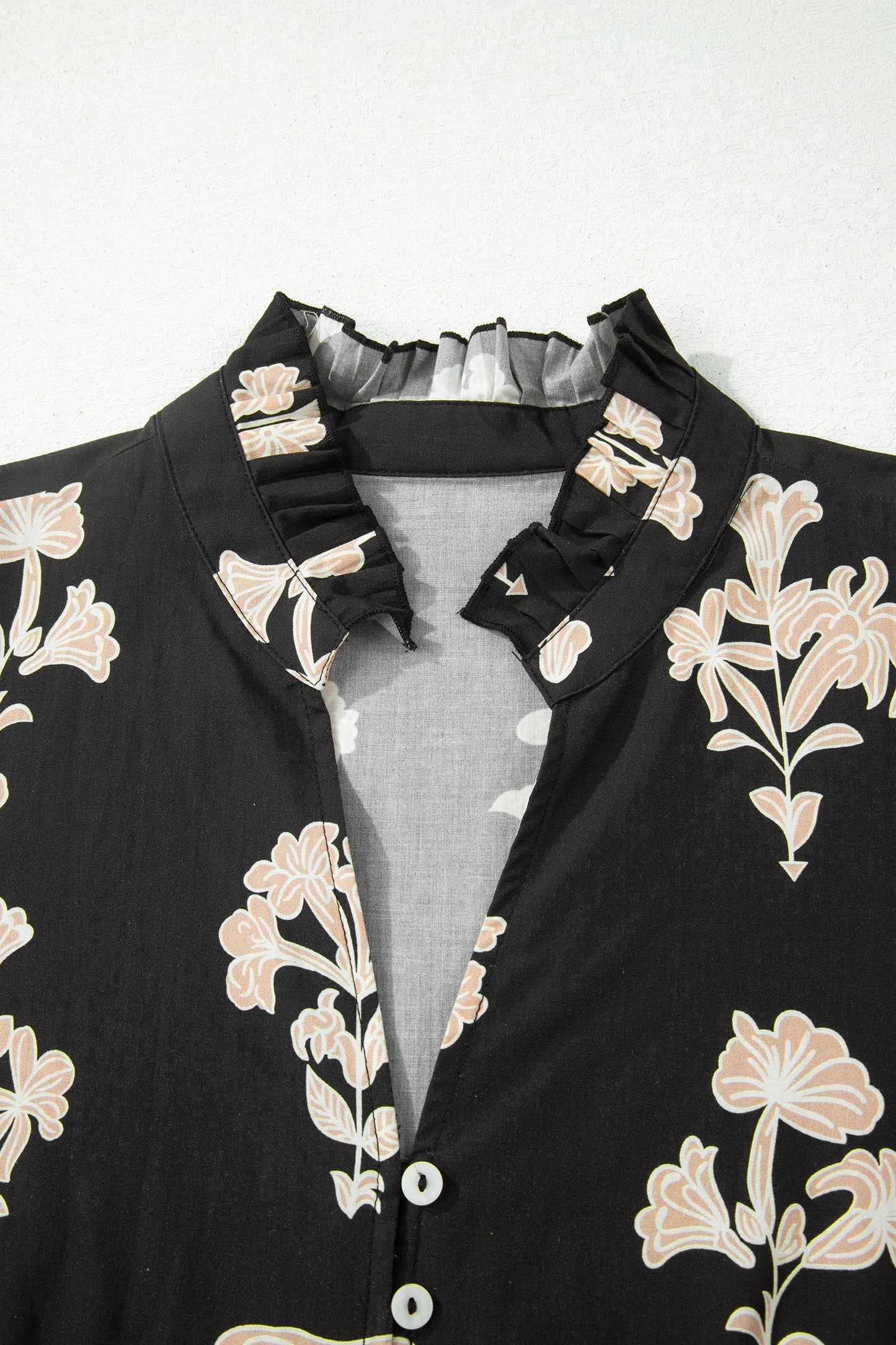 Floral Frilled V-Neck Puff Sleeve Mini Dress