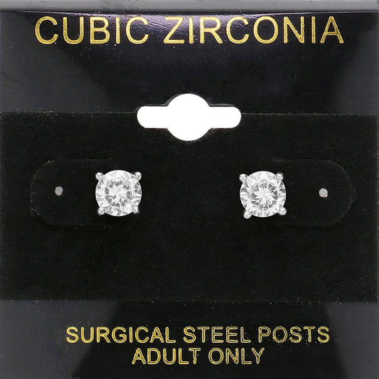 6 mm Round CZ stud earrings