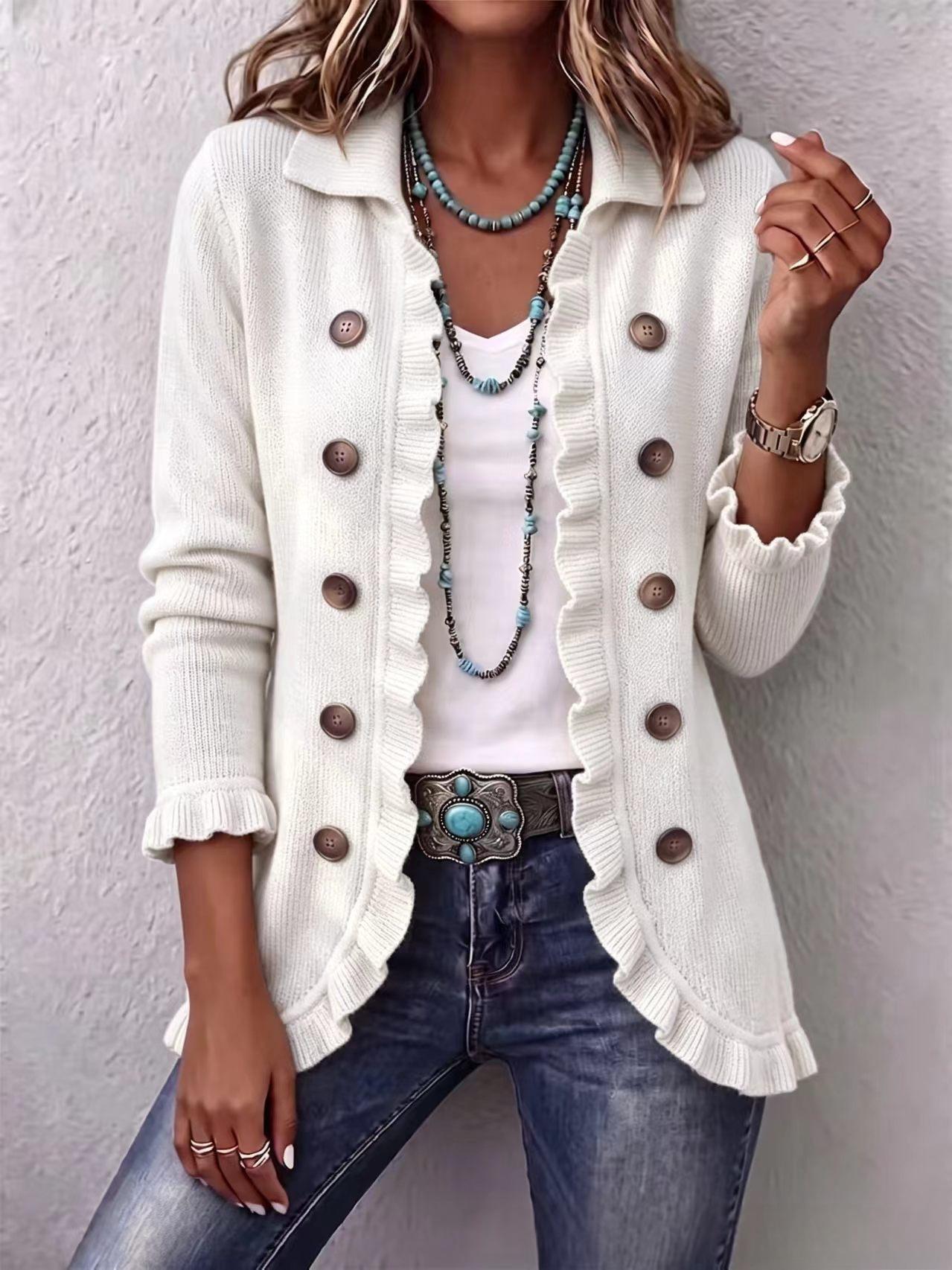 Women's Long Sleeve Cardigan – Solid & Leopard Print OL Commuter Style