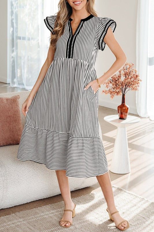 Opal Contrast Trim Midi Dress