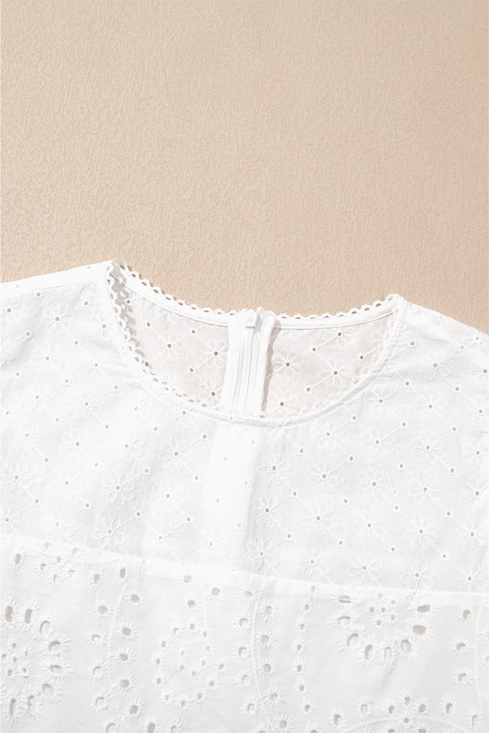 Floral Eyelet Embroidered Sleeveless Ruffle Hem Dress