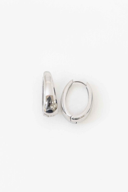 Oblong Hoop Earrings Silver