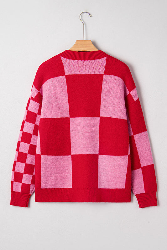 Plaid Button-Front Sweater Cardigan