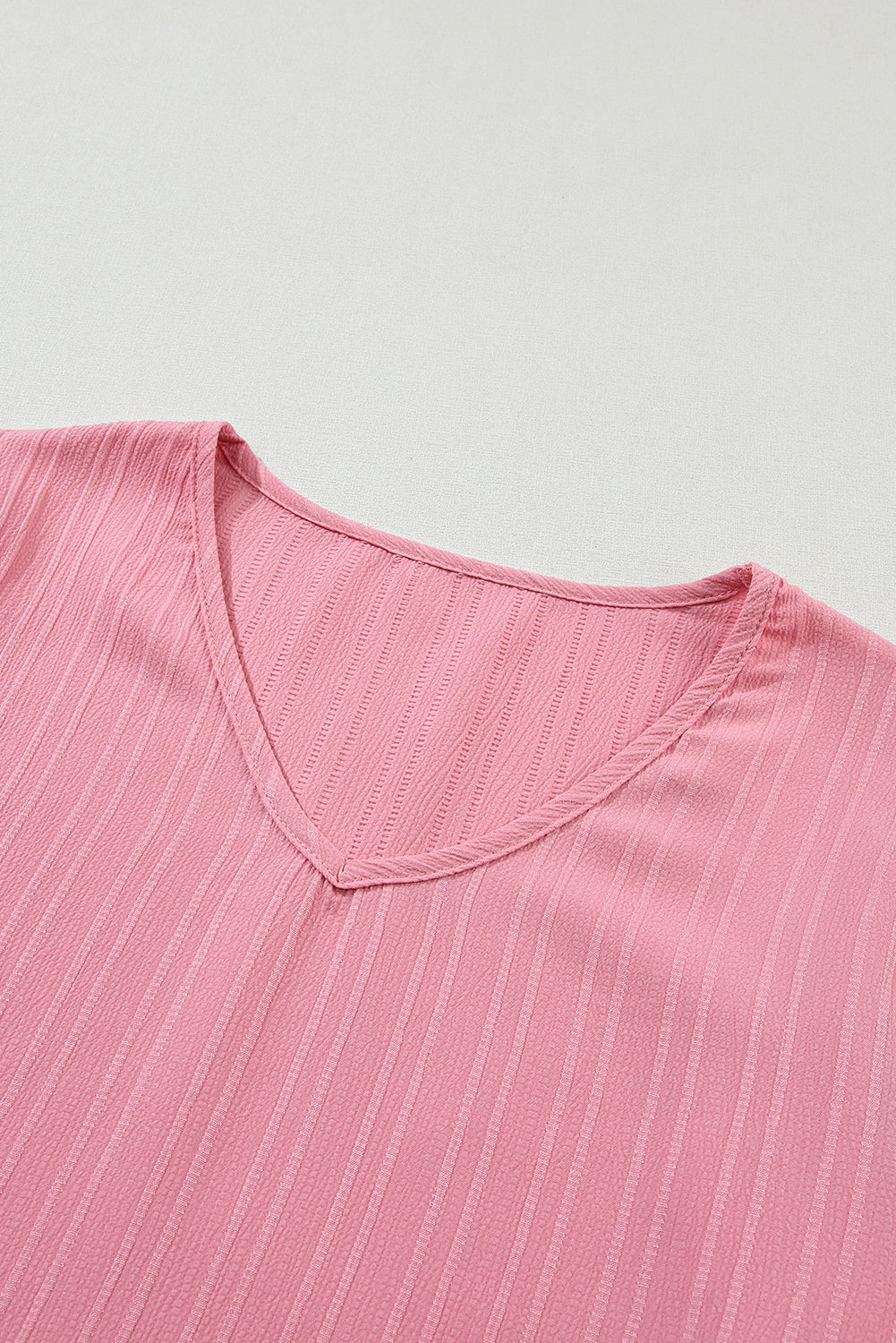 Capri Ruffled Half Sleeve V Neck Textured Top.