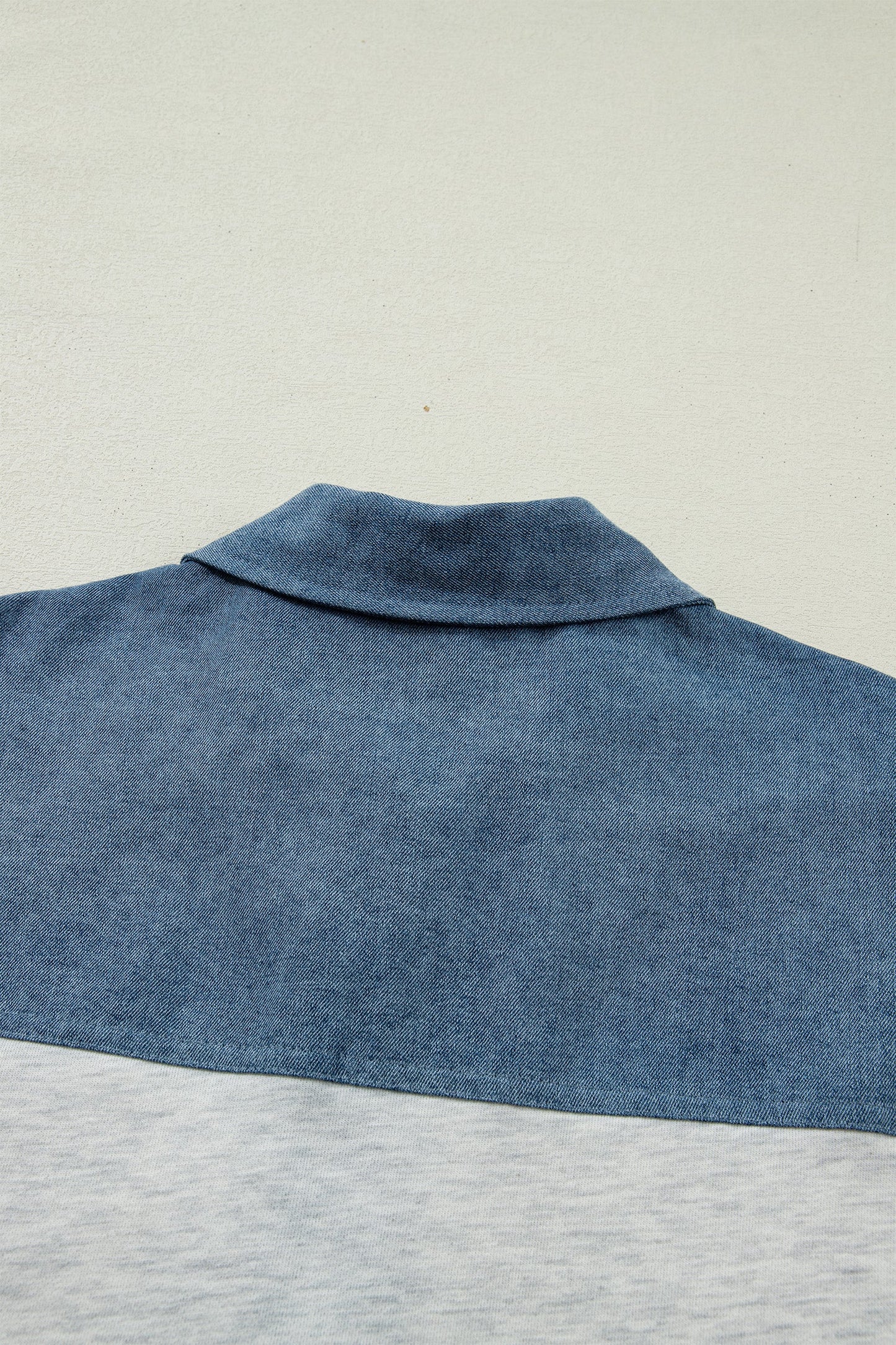 Colorblock Denim Patchwork Buttoned Polo Top