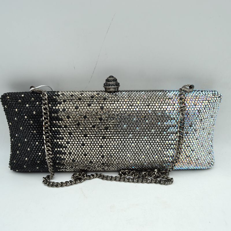 Elongated Evening Clutch Bag with Slender Chain Strap