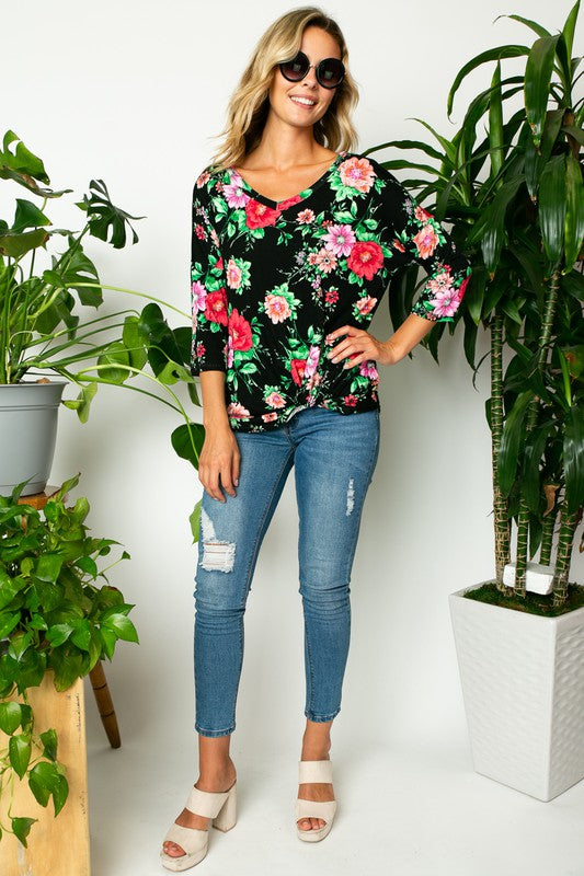 FLORAL TWISTED FRONT BOTTOM TOP