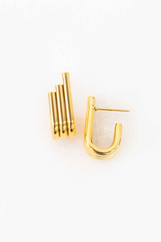 Pipes Stud Earrings Gold