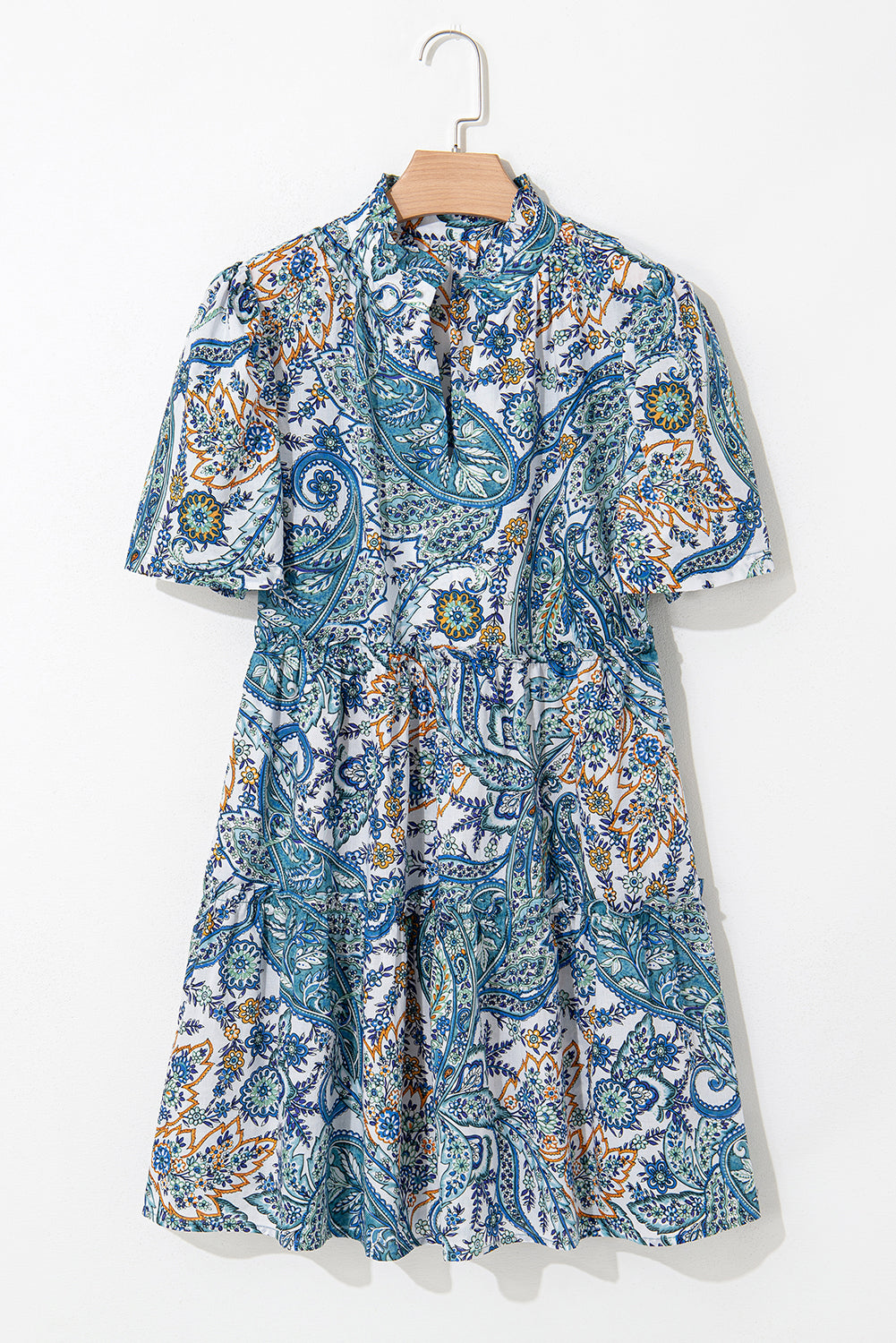 Floral Boho V-Neck Short Sleeve Mini Dress