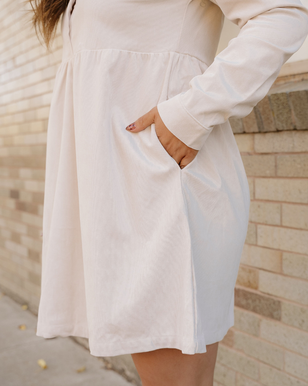 Abigail Corduroy Mini Dress | Collared Button Dress
