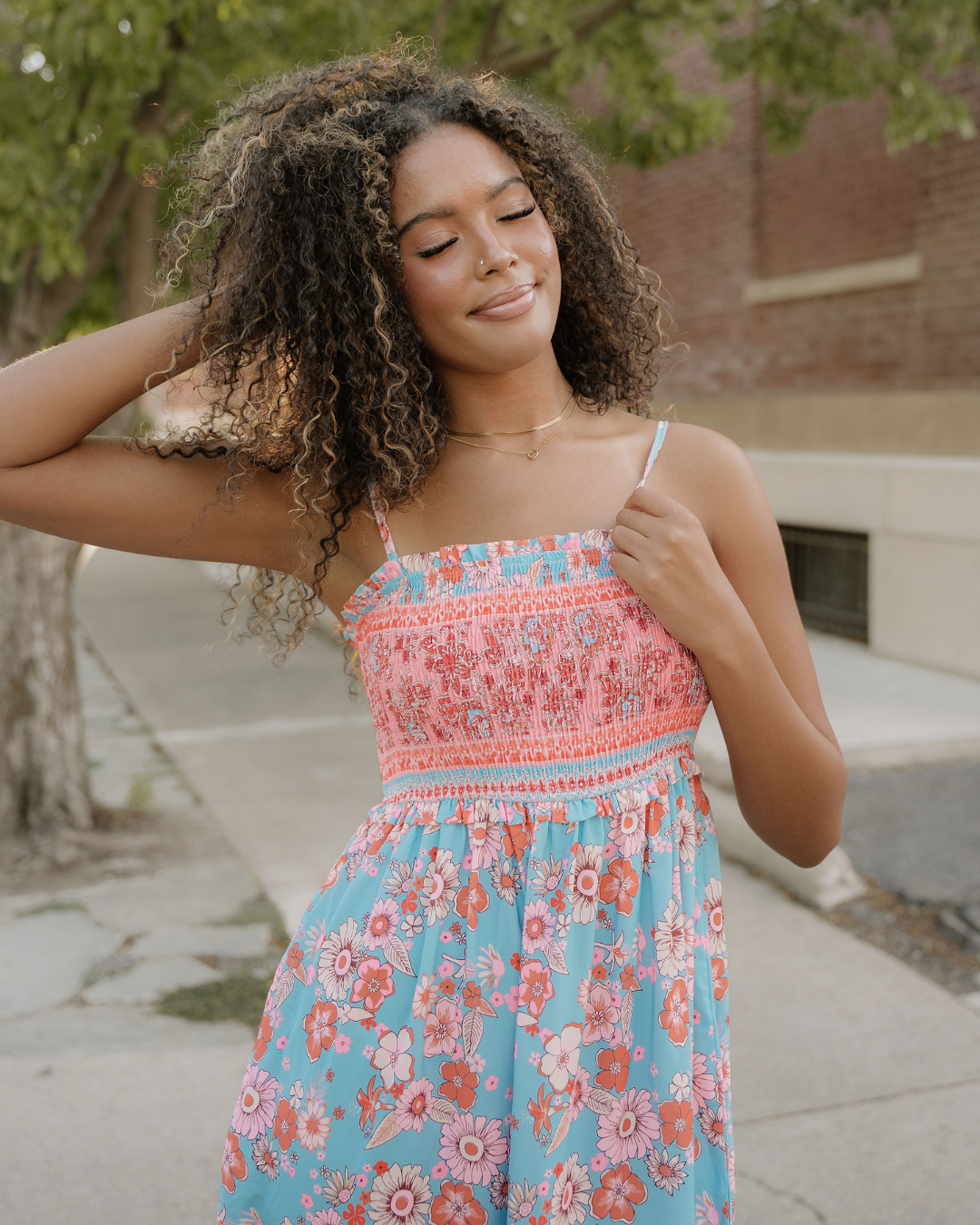 Hattie Bohemian Ethnic Print Spaghetti Straps Vacation Maxi Dress
