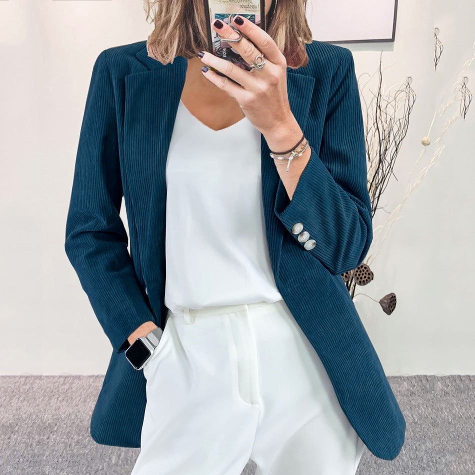 Women's Corduroy Blazer – Slim-Fit Elegant Workwear Jacket