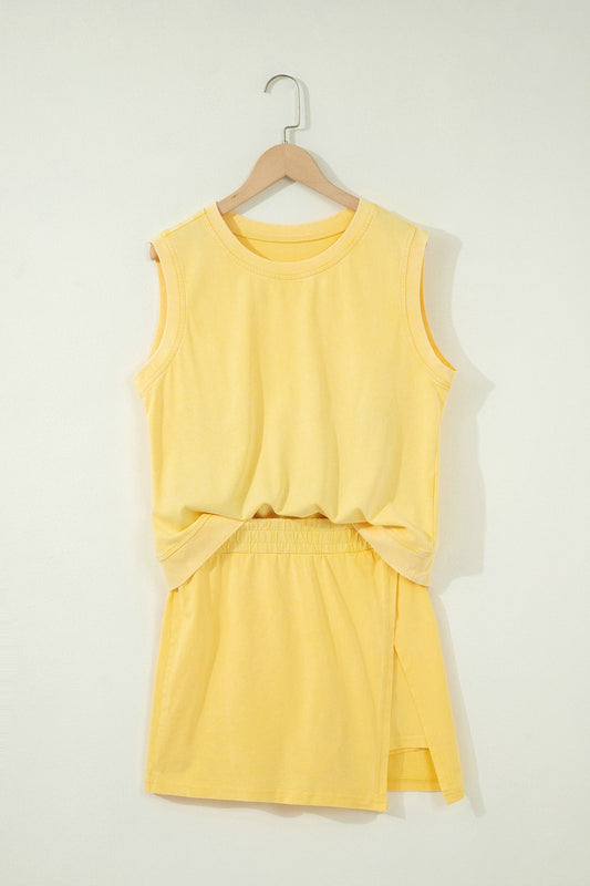 Solid Mineral Wash Tank Top & Lined Skort Set